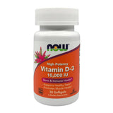 Now High Potency Vitamin D3 10000 IU (30 Softgels) - Organics.ph