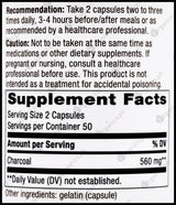 Activated Charcoal 560mg (100 capsules, 50 servings) - Organics.ph
