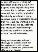 Ceres Organics Whole Cashews (250g) - Organics.ph