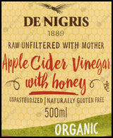 De Nigris Organic Apple Cider Vinegar - Honey (500ml) - Organics.ph