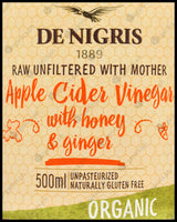 De Nigris Organic Apple Cider Vinegar - Honey & Ginger (500ml) - Organics.ph