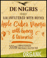 De Nigris Organic Apple Cider Vinegar - Honey & Turmeric (500ml) - Organics.ph