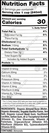 Kirkland Signature Organic Almond Milk - Vanilla (Unsweetened) (946ml) - Organics.ph
