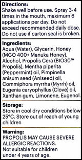 Manuka Health Manuka Honey & Propolis Oral Spray MGO400+ (20ml) - Organics.ph