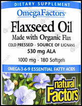 Natural Factors Organic Flaxseed Oil 1000mg (180 caps) - Organics.ph
