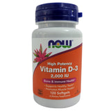 Now High Potency Vitamin D3 2000 IU (120 Softgels) - Organics.ph