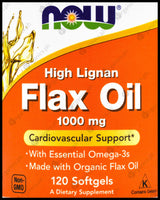 Now Organic Flax Oil - High Lignan 1000mg (120 softgels) - Organics.ph