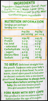 Only Organic Baby Food 8+ months - Minted Peas Blackcurrant & Lamb (120g) - Organics.ph