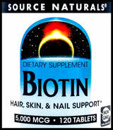 Source Naturals Biotin 5000mcg (120 tablets) - Organics.ph