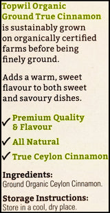 Topwil Organic True Cinnamon Ground (45g) - Organics.ph