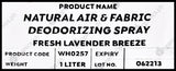 Wonderhome Naturals Air & Fabric Deodorizing Spray - Fresh Lavender Breeze - Refill Pack (1 Liter) - Organics.ph