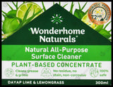 Wonderhome Naturals All-Purpose Surface Cleaner - Dayap Lime & Lemongrass (300ml) - Organics.ph