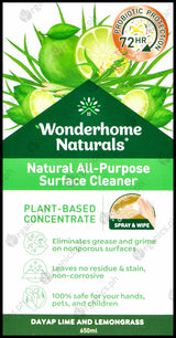 Wonderhome Naturals All-Purpose Surface Cleaner - Dayap Lime & Lemongrass (650ml) - Organics.ph
