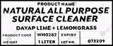 Wonderhome Naturals All-Purpose Surface Cleaner - Dayap Lime & Lemongrass - Refill Pack (1 Liter) - Organics.ph