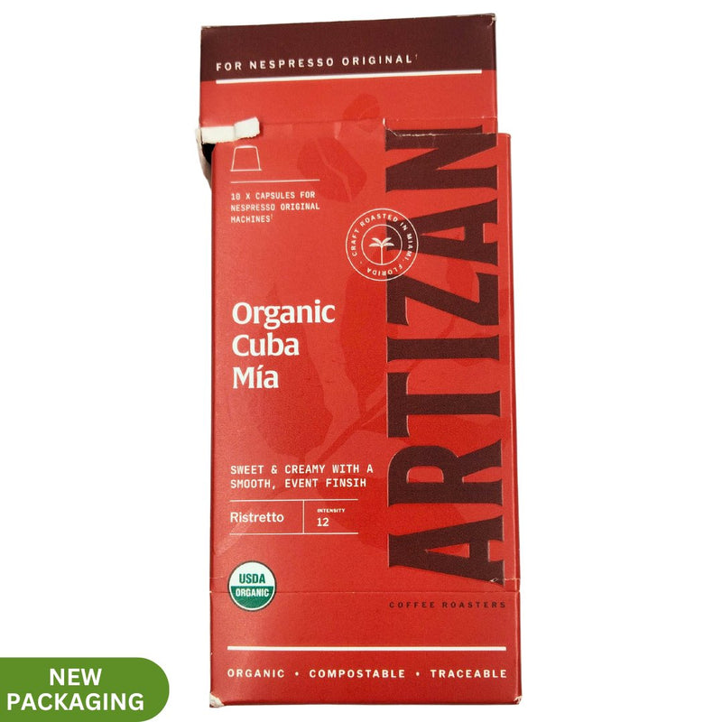 Artizan Organic Nespresso Coffee Pods Cuba Mia Espresso Blend (10 pods) Slightly Damaged