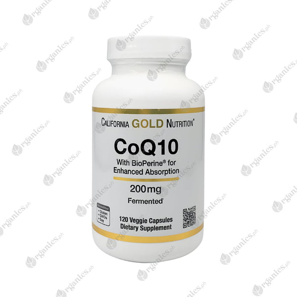 California Gold CoQ10 with Bioperine Enhanced Absorption 200mg (120 Caps) - Organics.ph