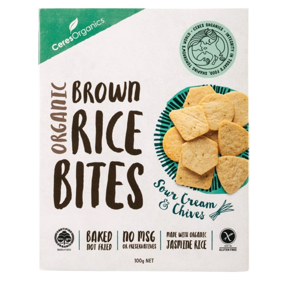 Ceres Organics Brown Rice Bites - Sour Cream & Chives (100g)