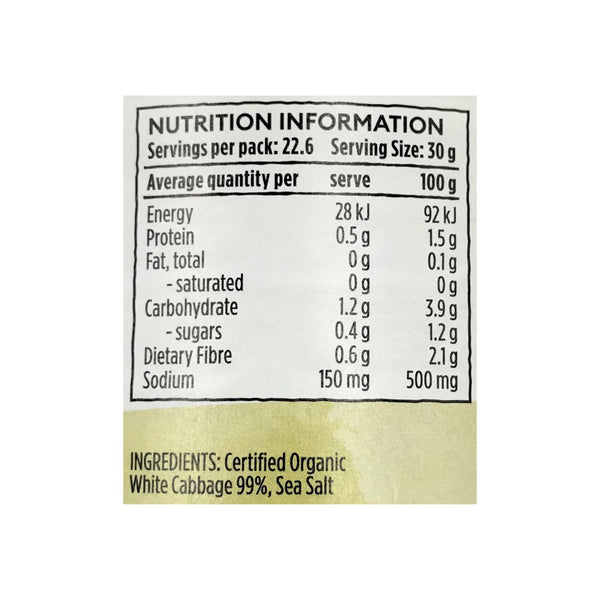 Ceres Organics Sauerkraut Cabbage with Zing (680g) - Organics.ph