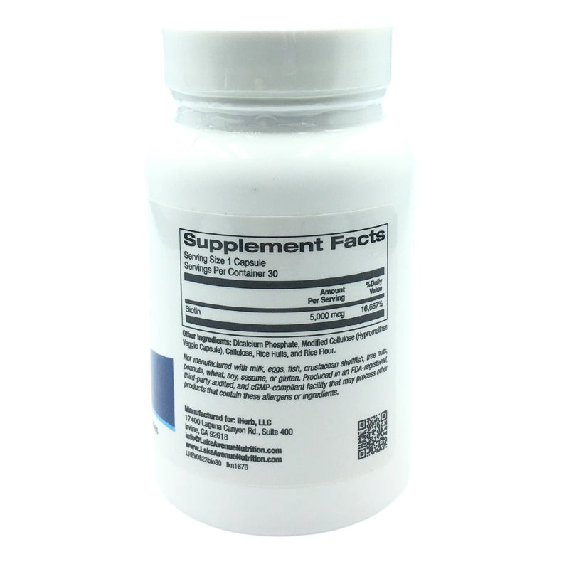 Lake Avenue Biotin 5000 mcg (30 caps) - Organics.ph