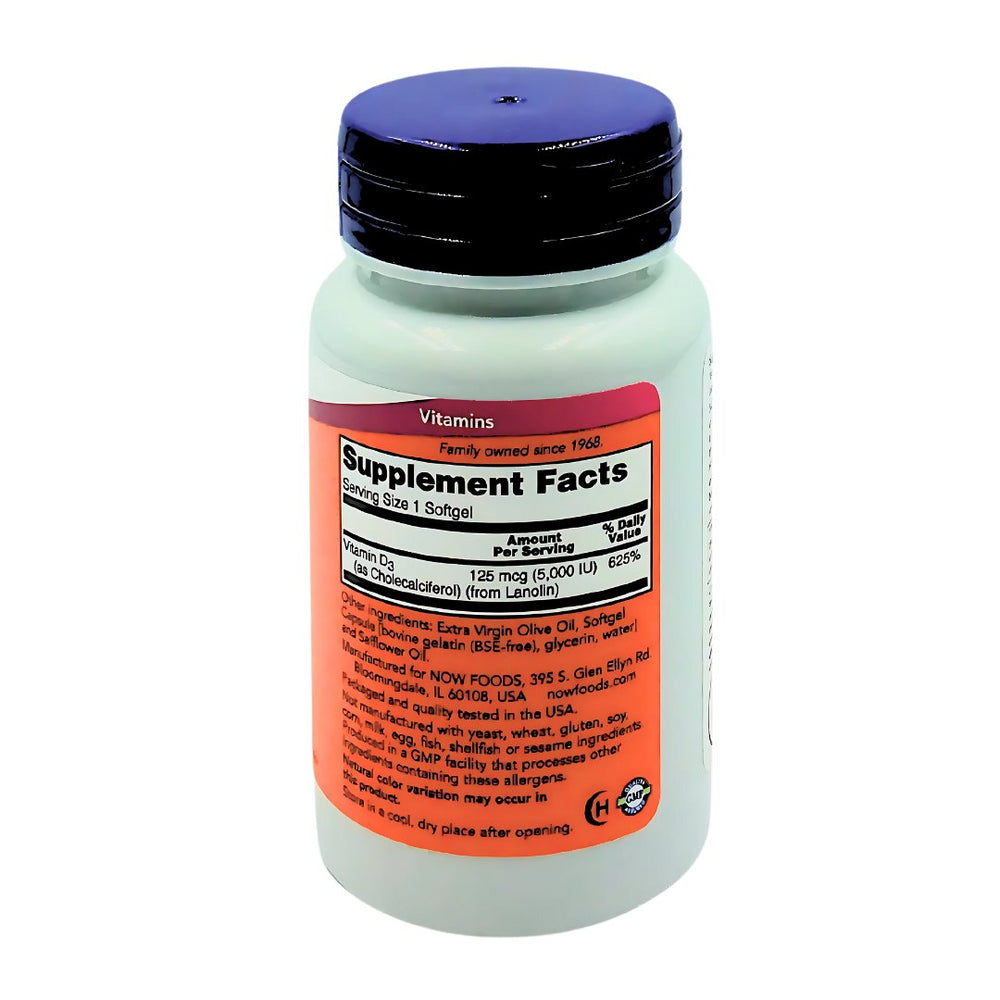 Now High Potency Vitamin D3 5000 IU (120 Softgels)
