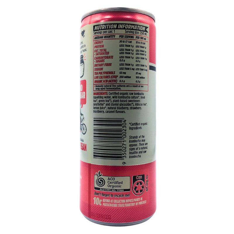 Remedy Organic Kombucha Wild Berry (250ml can) - Organics.ph