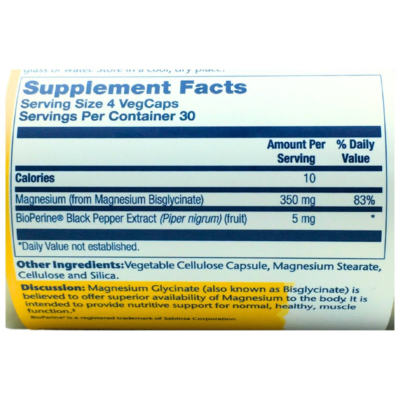 Solaray Magnesium Glycinate 350mg (120 veg caps) - Organics.ph