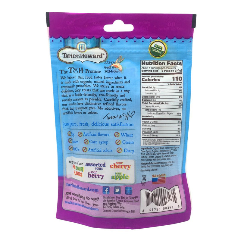 Torie & Howard Organic Chewy Sour Candies - Berry (113g) - Organics.ph