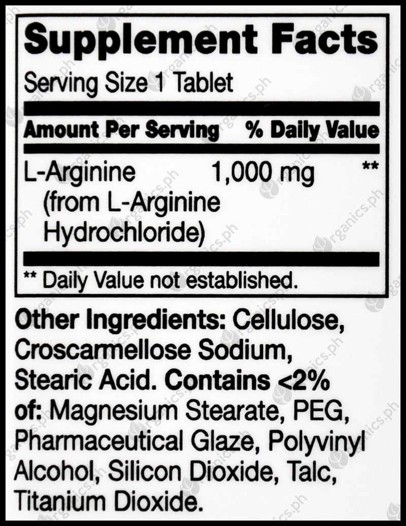21st Century L-Arginine 1000mg (100 tablets) - Organics.ph