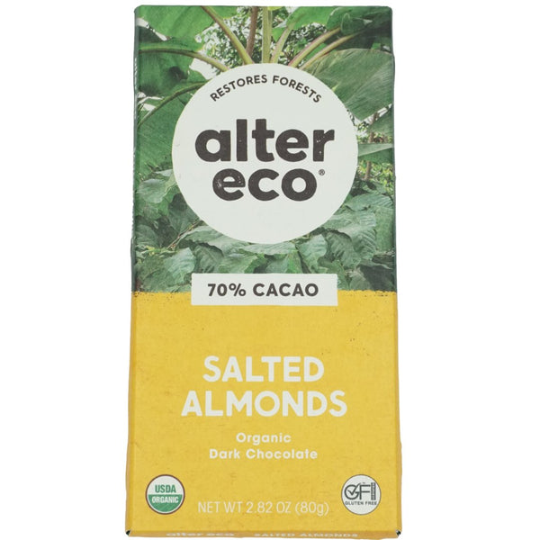 Alter Eco Organic Dark Chocolate Salted Almonds - 70% (80g) - Organics.ph