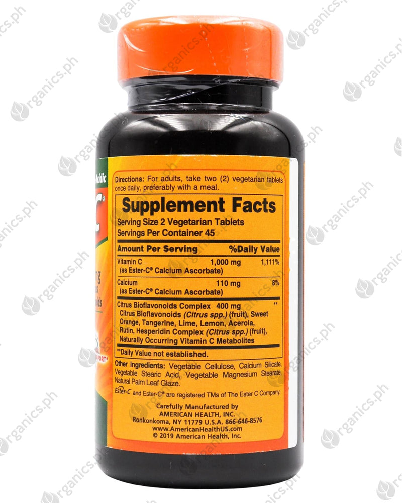 American Health Ester-C Non-Acidic Vitamin C 500mg (90 tablets, 45 servings) - Organics.ph