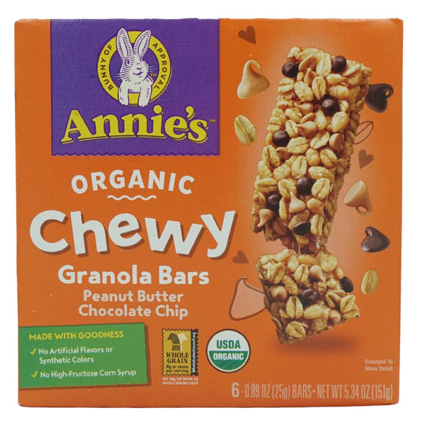 Annie's Organic Chewy Granola Bars - Peanut Butter Chocolate Chip (151g) - Organics.ph