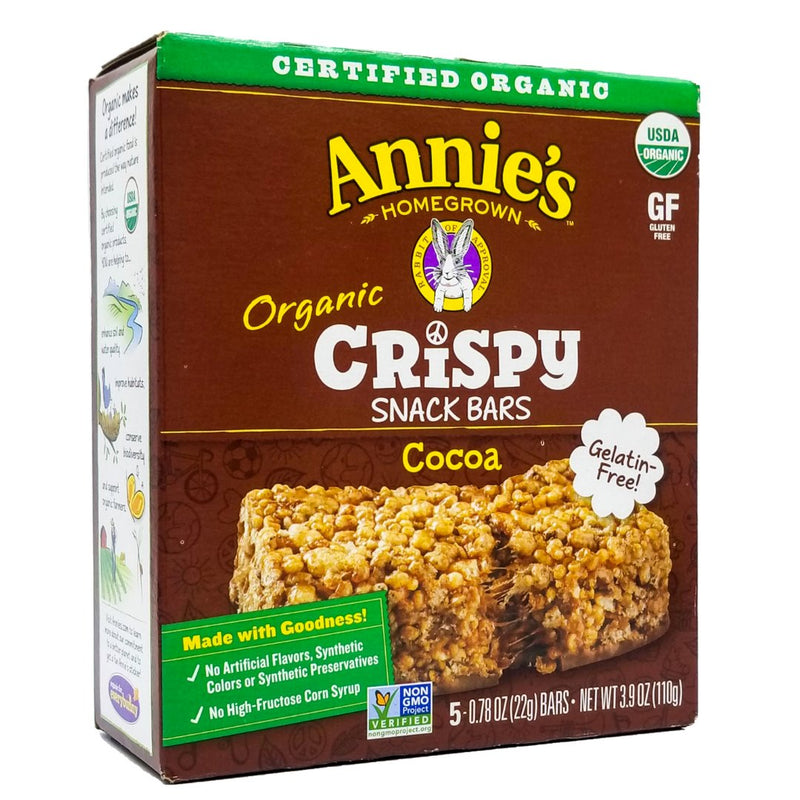 Annie's Organic Crispy Snack Bar - Cocoa (110g) - Organics.ph