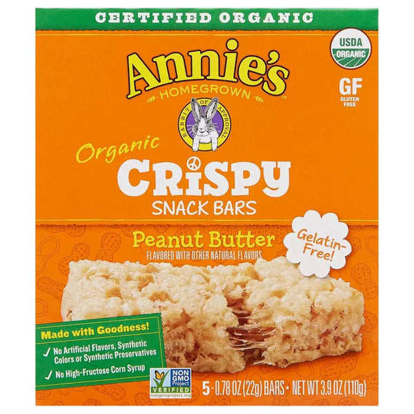 Annie's Organic Crispy Snack Bar - Peanut Butter (110g) - Organics.ph