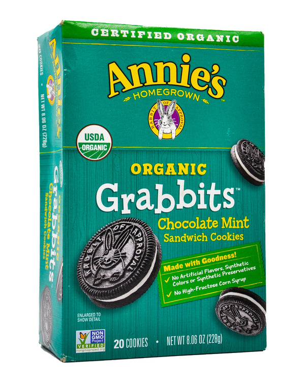 Annie's Organic Grabbits Chocolate Mint Sandwich Cookies (228g