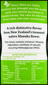 Arataki New Zealand Manuka Honey MGO 70+ (250g) - Organics.ph