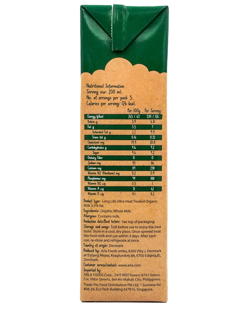 Arla Organic Full Cream Milk (1 Liter) - Organics.ph
