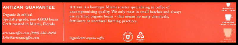 Artizan Organic Nespresso Coffee Pods - Cuba Mia Espresso Blend (10 pods) - Organics.ph