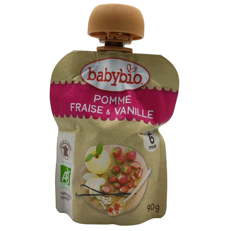 Babybio Organic Baby Food 6+ months - Apple, Strawberry, Vanilla (90g) - Organics.ph