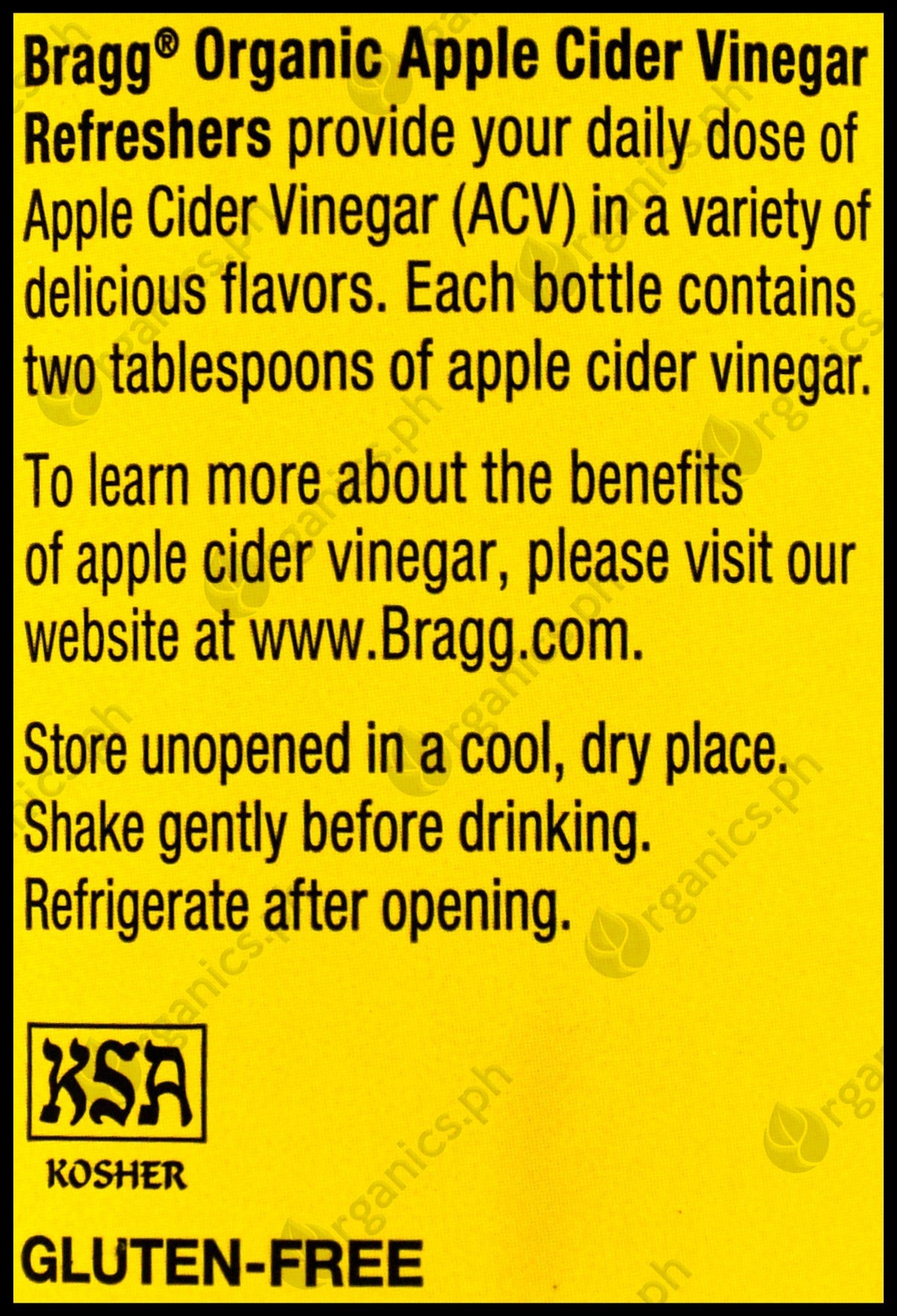 Bragg Organic Apple Cider Vinegar Refreshers Prebiotic Ginger Lemon