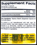 California Gold Non-Acidic Vitamin C 750mg (240 caps) - Organics.ph