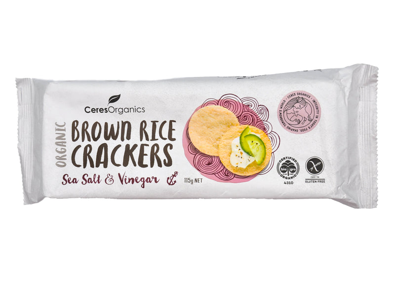 Ceres Organics Brown Rice Crackers - Sea Salt & Vinegar (115g) Sea Salt & Vinegar - Organics.ph