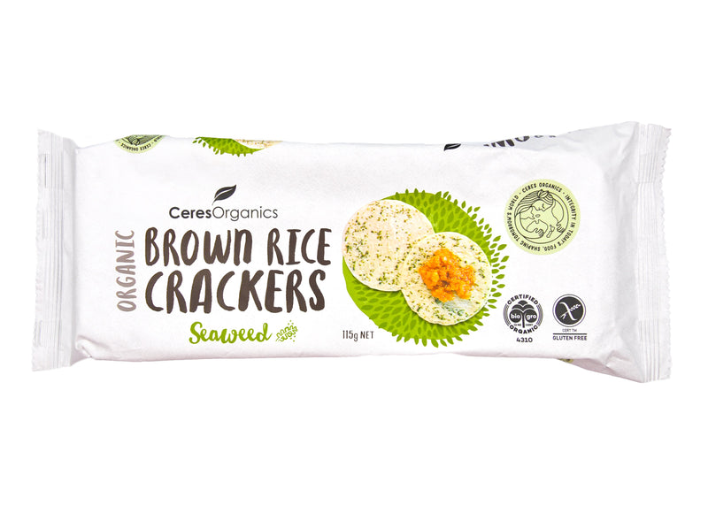 Ceres Organics Brown Rice Crackers - Seaweed & Green Tea (115g) Seaweed & Green Tea - Organics.ph
