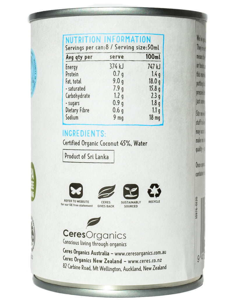 Ceres Organics Coconut Milk (400ml) - Organics.ph
