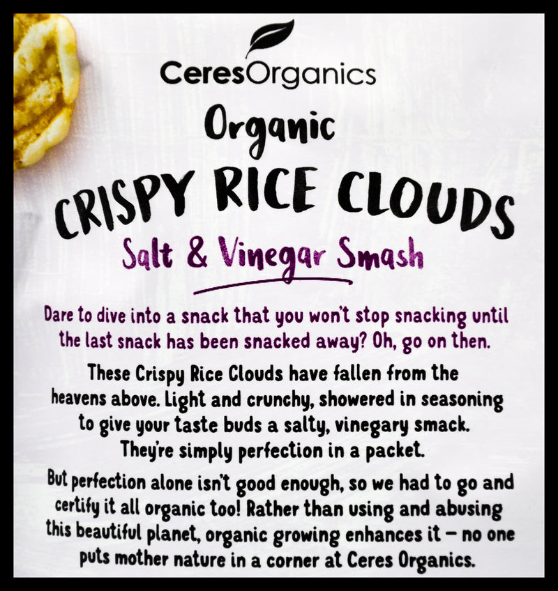 Ceres Organics Crispy Rice Clouds - Salt & Vinegar Smash (50g) - Organics.ph
