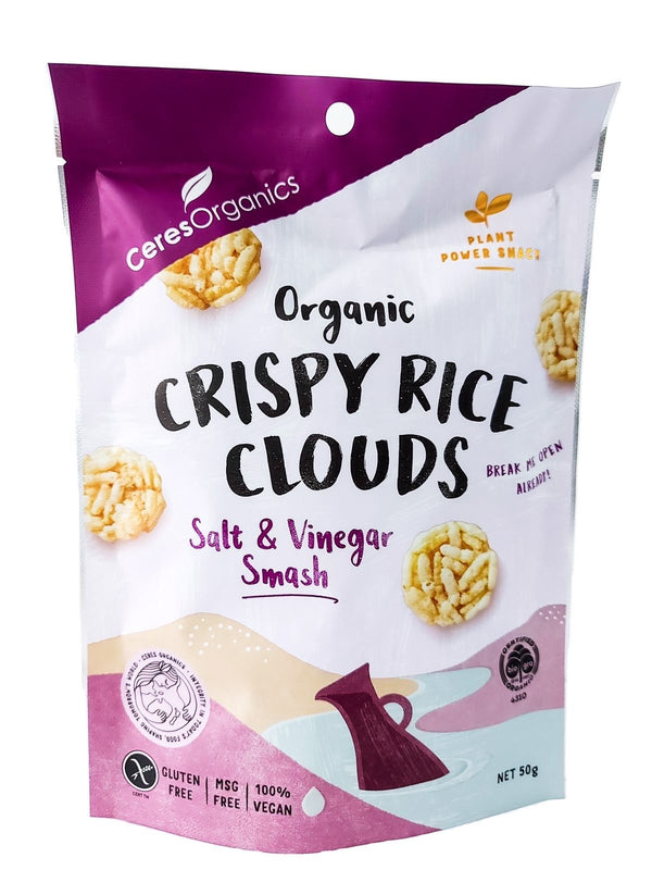 Ceres Organics Crispy Rice Clouds - Salt & Vinegar Smash (50g) Salt & Vinegar Smash - Organics.ph