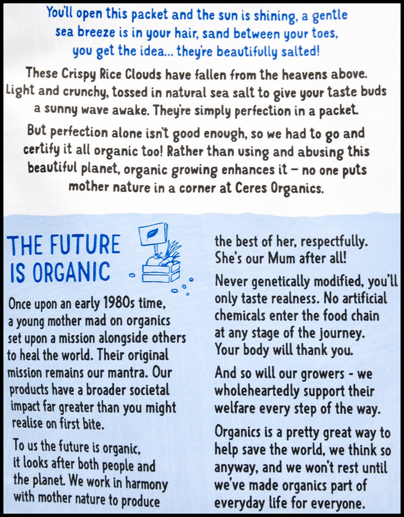 Ceres Organics Crispy Rice Clouds (Sea Salt Sunshine) (50g) - Organics.ph