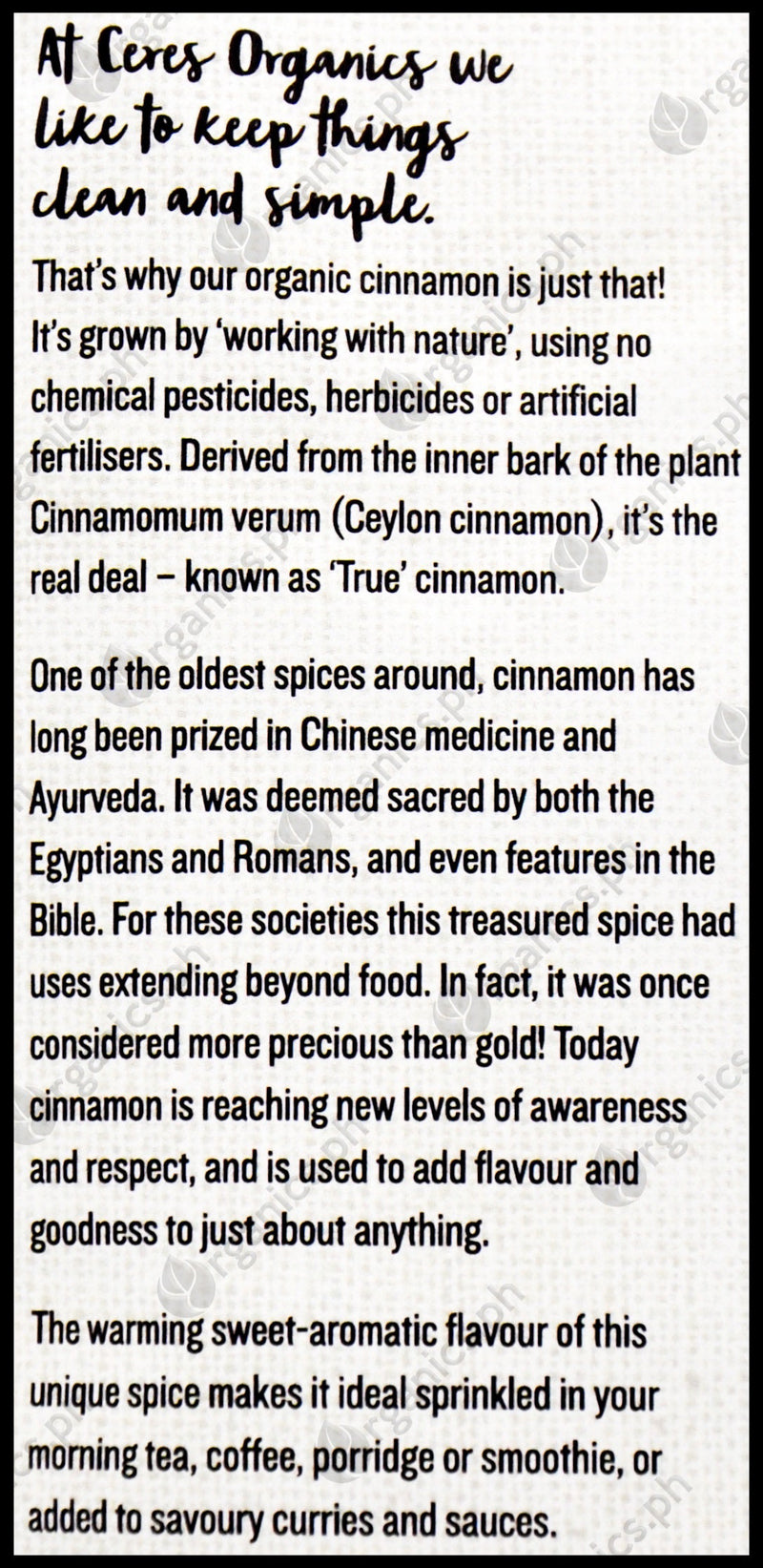 Ceres Organics Ground Cinnamon (100g) - Organics.ph