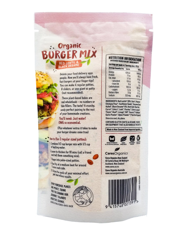 Ceres Organics Vegan Burger Mix (160g) - Organics.ph