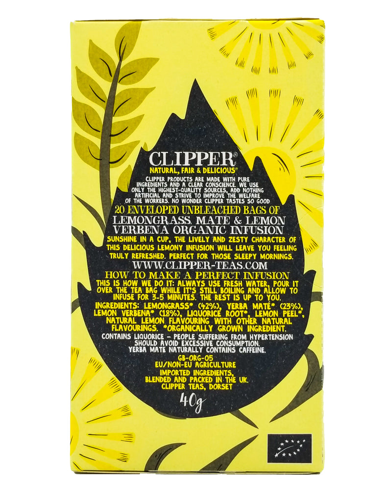 Clipper Organic Tea - Rise & Shine - Lemongrass Mae, Lemon Verbena (20 bags) - Organics.ph