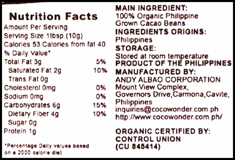 CocoWonder Organic Cacao Powder (250g) - Organics.ph